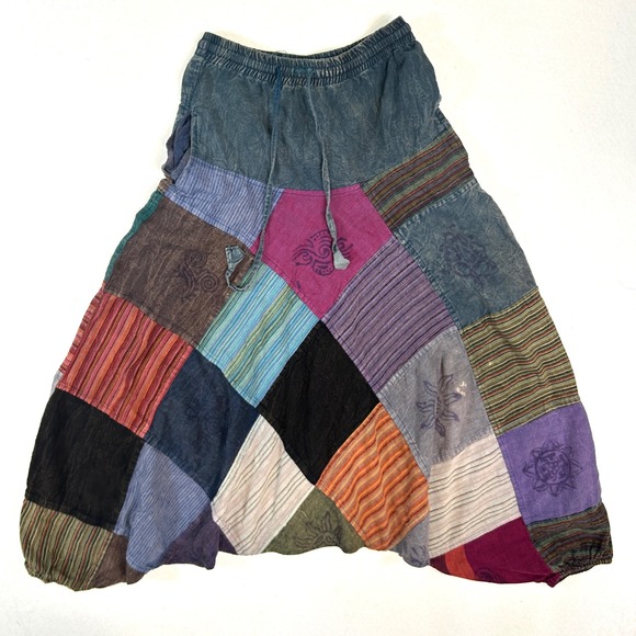 Kathmandu Imports Patchwork Harem Pants Boho Festival Drop Crotch Hippie Yoga OS - Picture 4 of 12